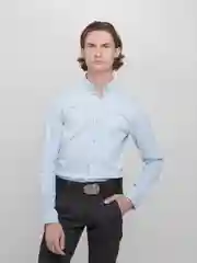 Голубой рубашка мужская габардин, джинса