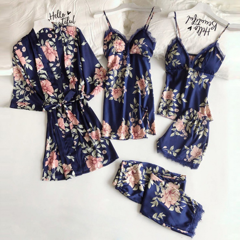 Комплект белья, 5 предметов, пижама, сорочка, халат женский купить по цене  2050 ₽ в интернет-магазине KazanExpress