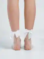 Белый носки в сетку с бантами