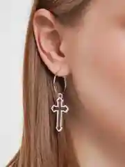Серьги - кольца женские с подвеской крест