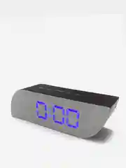 Часы настольные, электронные, LED, с зеркальным экраном, синий циферблат