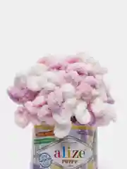Сиреневый пряжа Alize Puffy Color, петельки большие, 100 г, 9 м