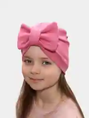 Коралловый шапка-чалма с бантом для девочек, 3-8 лет