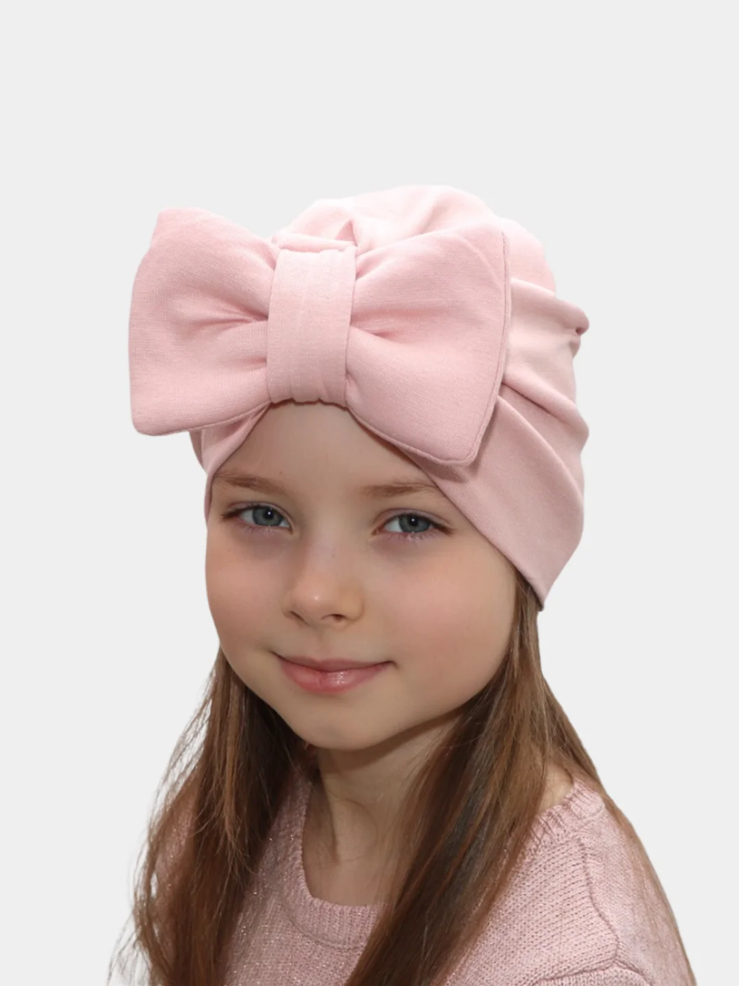 Коралловый шапка-чалма с бантом для девочек, 3-8 лет