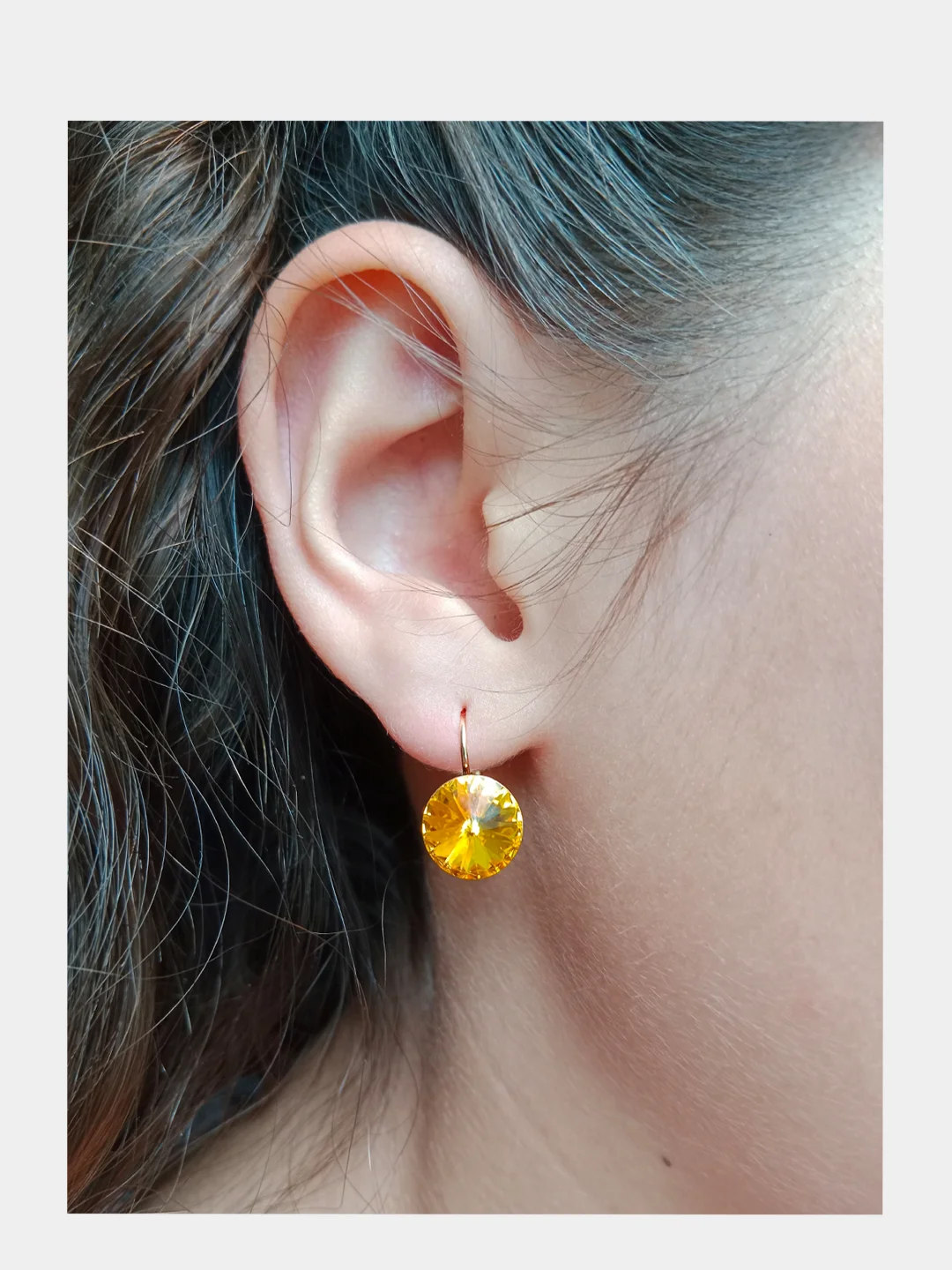 Желтый серьги Xuping/ серьги с кристаллами/ серьги Swarovski/ серьги Сваровски