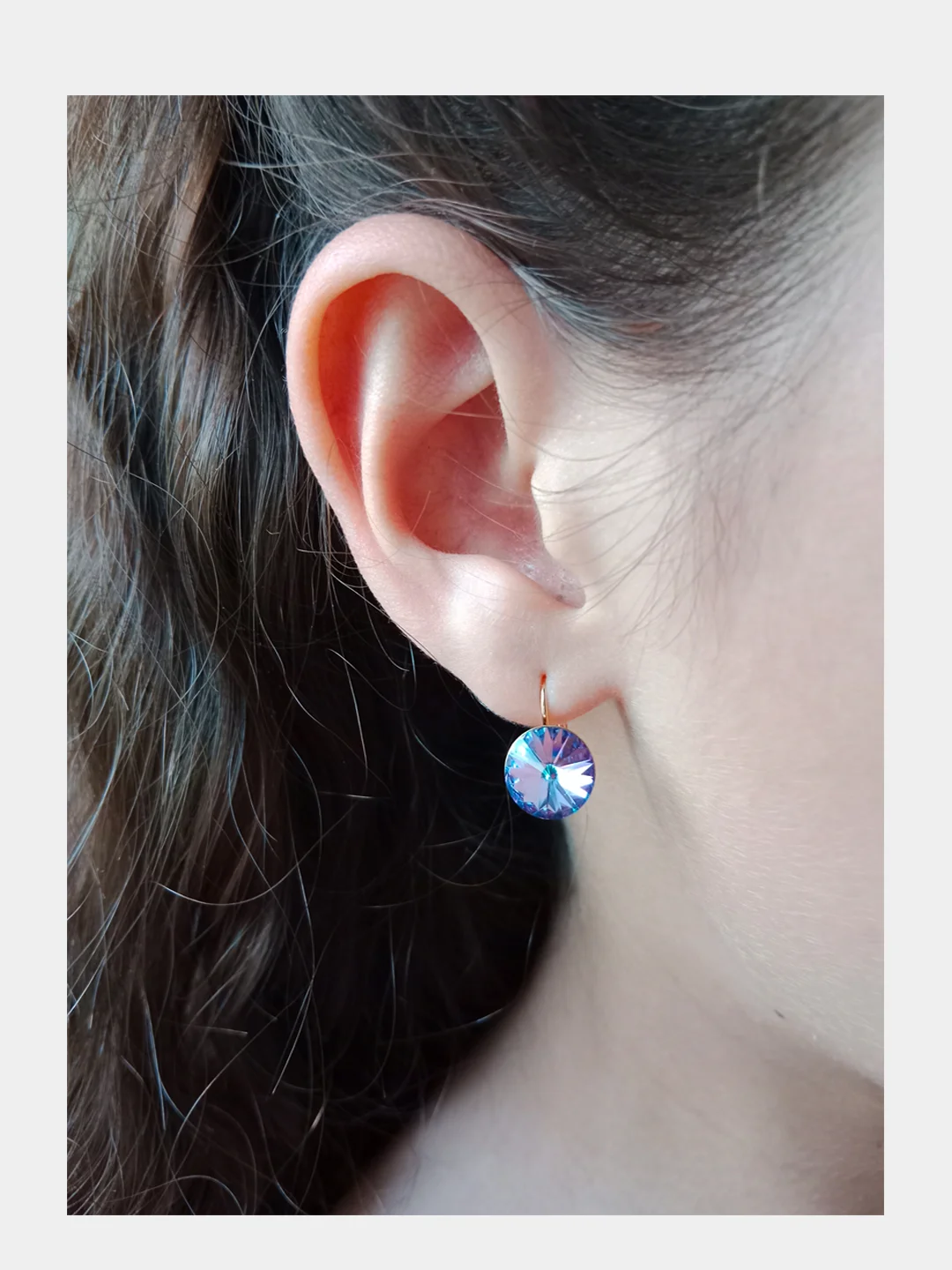 Аметистовый серьги Xuping/ серьги с кристаллами/ серьги Swarovski/ серьги Сваровски