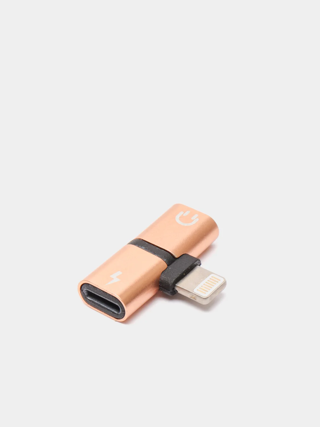 Золотой переходник адаптер для наушников Lightning и зарядки Lightning на iPhone