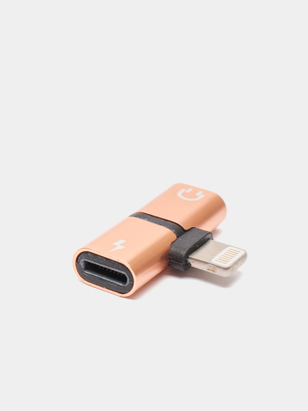 Золотой переходник адаптер для наушников Lightning и зарядки Lightning на iPhone