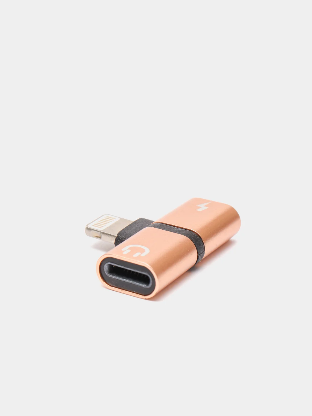 Золотой переходник адаптер для наушников Lightning и зарядки Lightning на iPhone