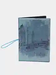 Голубой обложка для паспорта с резинкой "World", с отделением для водительского удостоверения