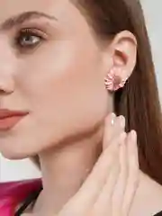 Розовый серьги-гвоздики с цветком