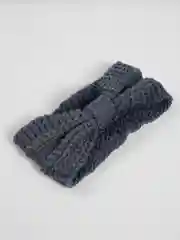 Угольный повязка женская  на голову вязаная, шерстяная с узлом, ободок-резинка