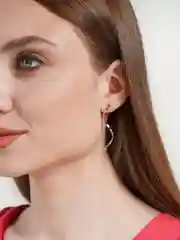 Золотой серьги пусеты длинные Волна/ серьги гвоздики