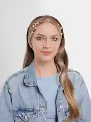 Женская повязка-чалма с бусами, бежевая