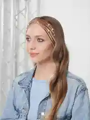 Женская повязка-чалма с бусами, бежевая