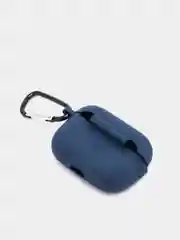 Темно-синий силиконовый чехол для наушников AirPods Pro с карабином