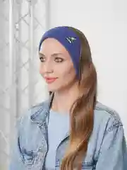 Синий повязка вязаная на голову унисекс