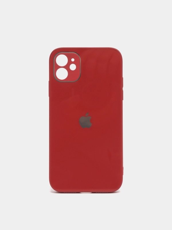Чехол силиконовый со стеклянной панелью для iPhone 11