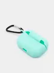Бирюзовый силиконовый чехол для наушников AirPods Pro с карабином
