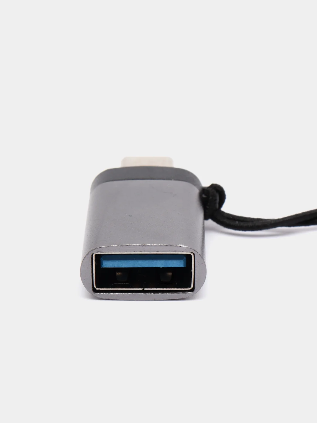 Тёмно-серый адаптер-переходник с USB на type-c  для мобильных устройств и компьютеров
