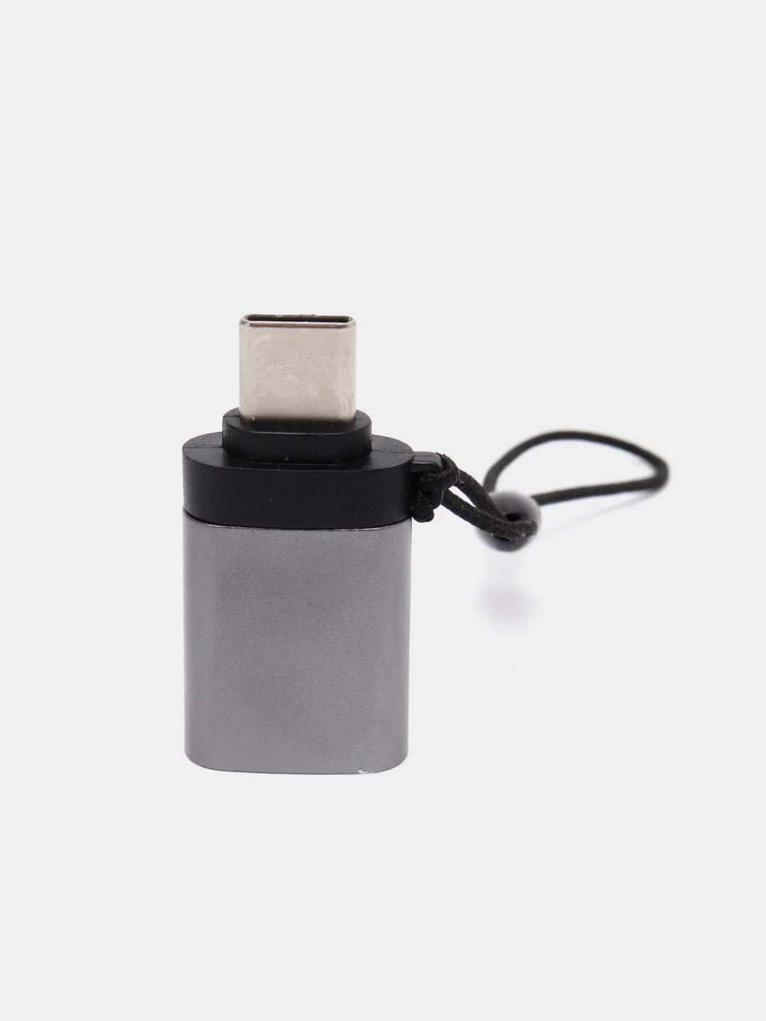 Тёмно-серый адаптер-переходник с USB на type-c  для мобильных устройств и компьютеров