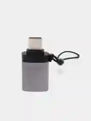 Тёмно-серый адаптер-переходник с USB на type-c  для мобильных устройств и компьютеров
