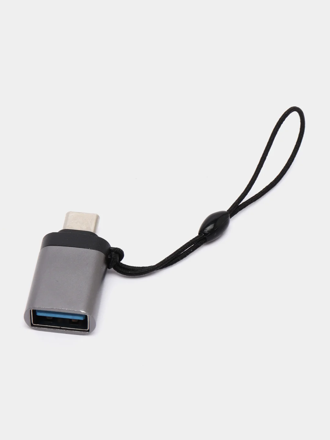 Тёмно-серый адаптер-переходник с USB на type-c  для мобильных устройств и компьютеров