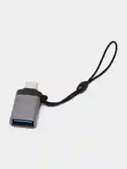 Тёмно-серый адаптер-переходник с USB на type-c  для мобильных устройств и компьютеров