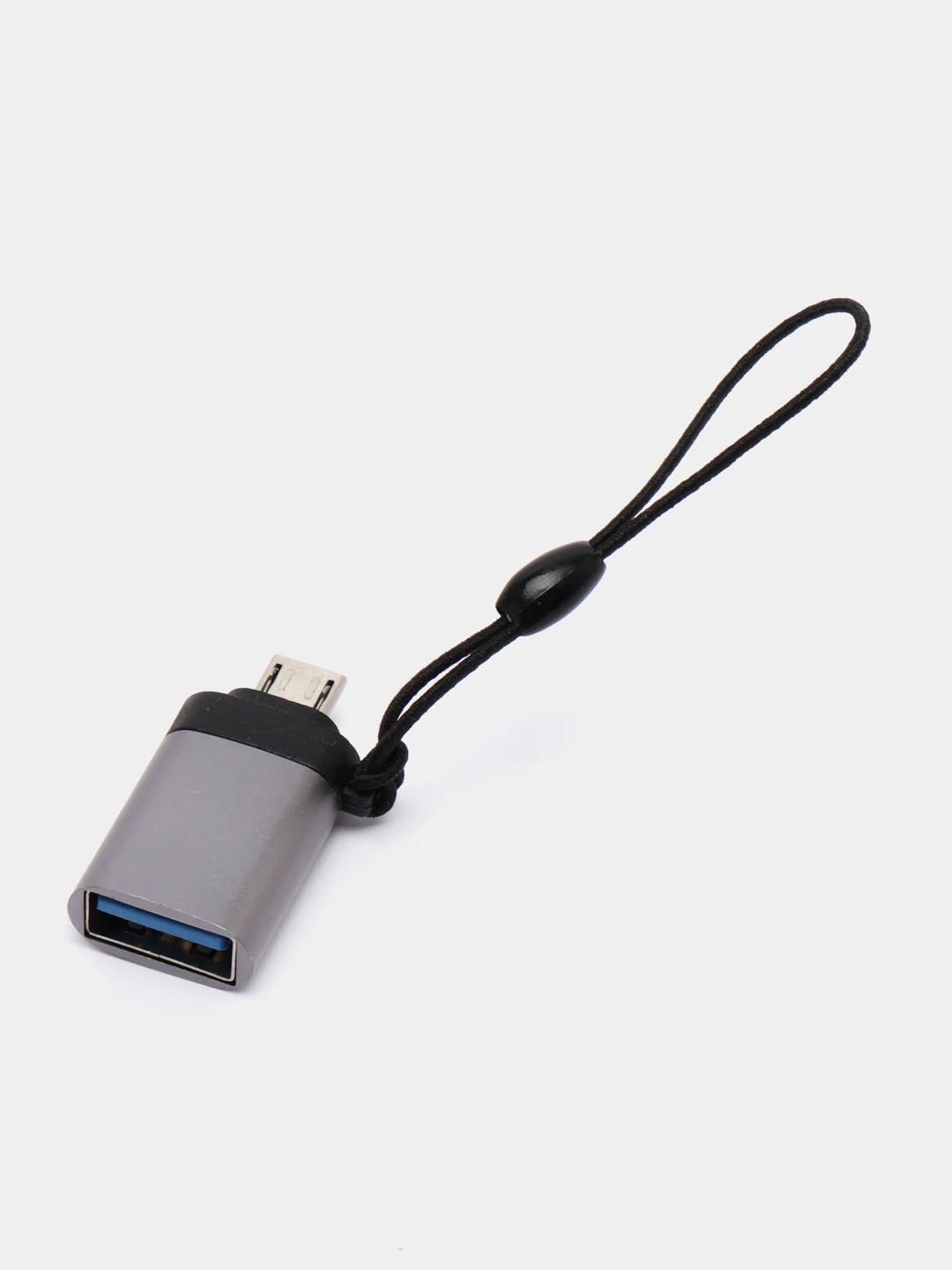 Тёмно-серый адаптер-переходник с USB на micro-USB