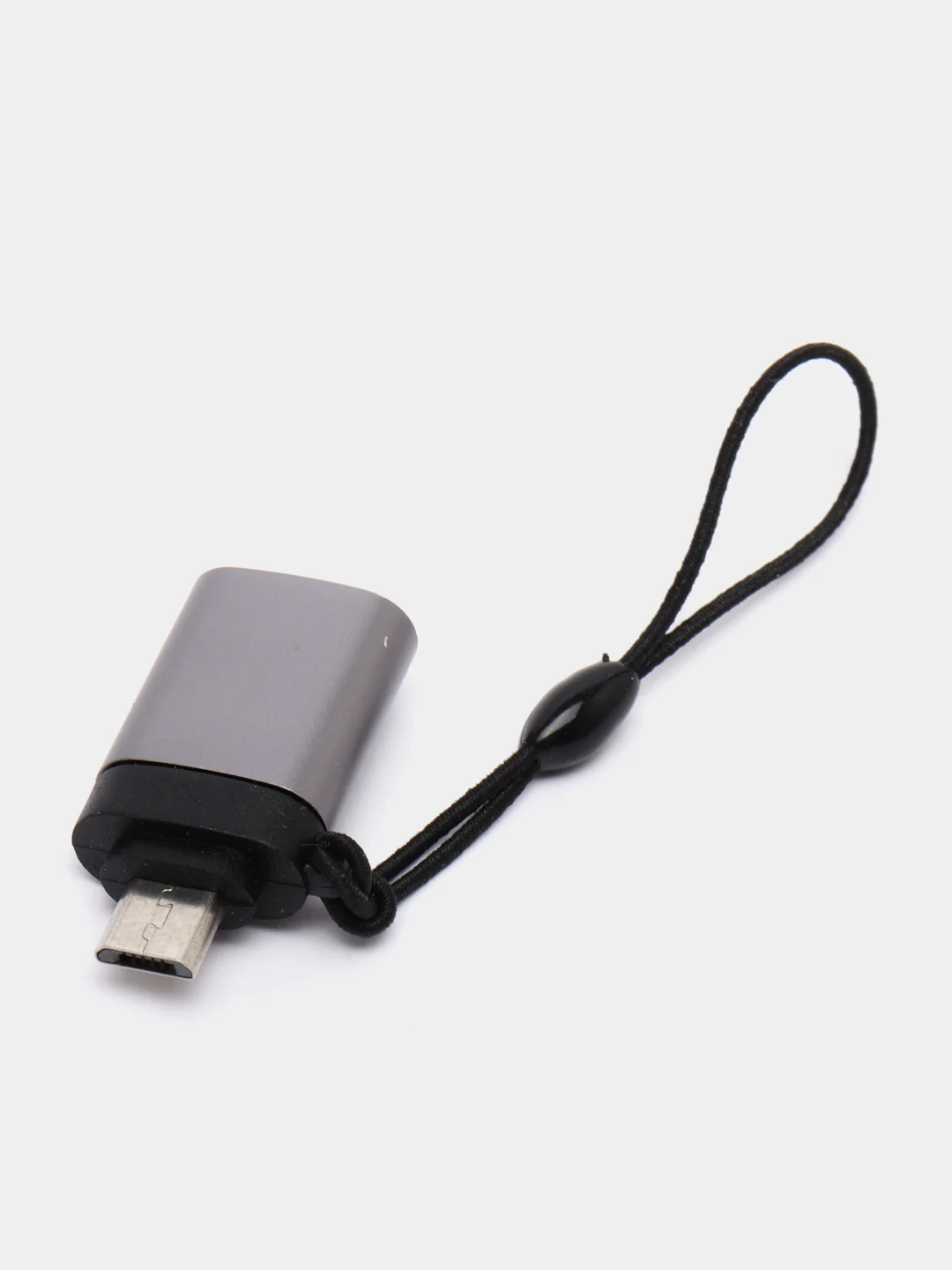 Тёмно-серый адаптер-переходник с USB на micro-USB