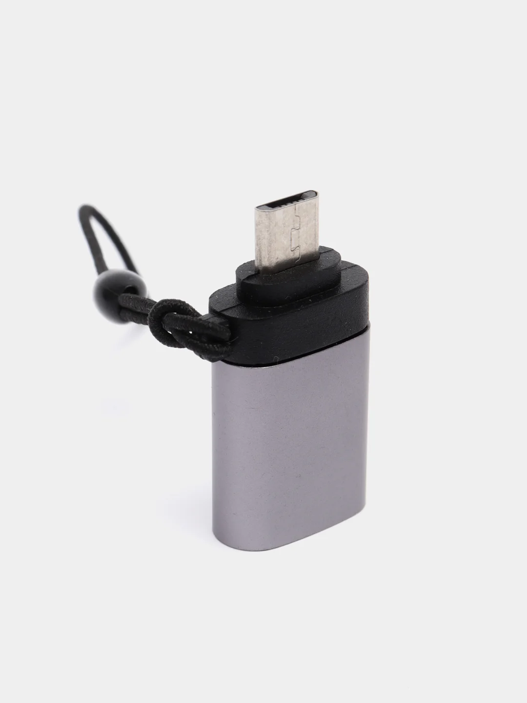 Тёмно-серый адаптер-переходник с USB на micro-USB