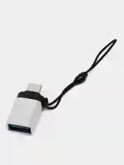 Серебряный адаптер-переходник с USB на type-c  для мобильных устройств и компьютеров