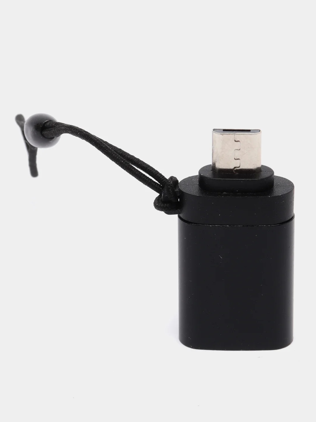 Черный адаптер-переходник с USB на micro-USB