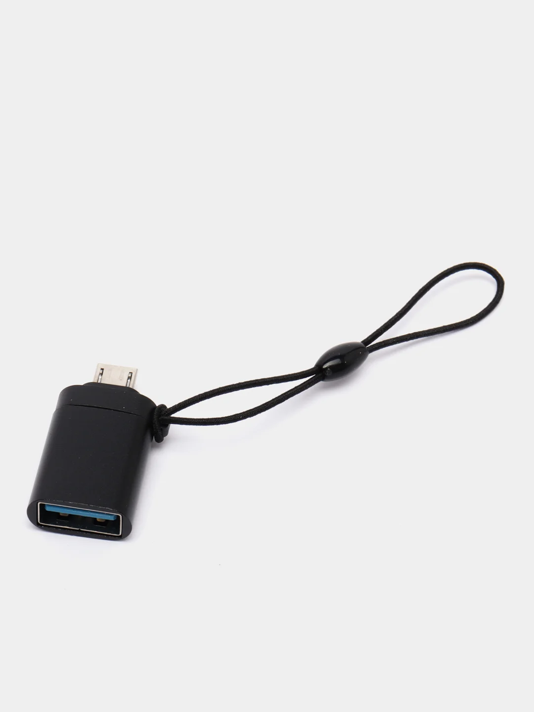 Черный адаптер-переходник с USB на micro-USB