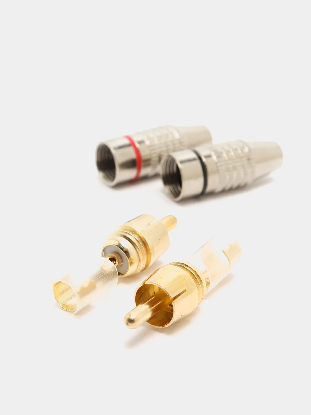 Штекер RCA (тюльпан) металл, винт SZC-0218 / RP-213 2 шт. (черный+красный)