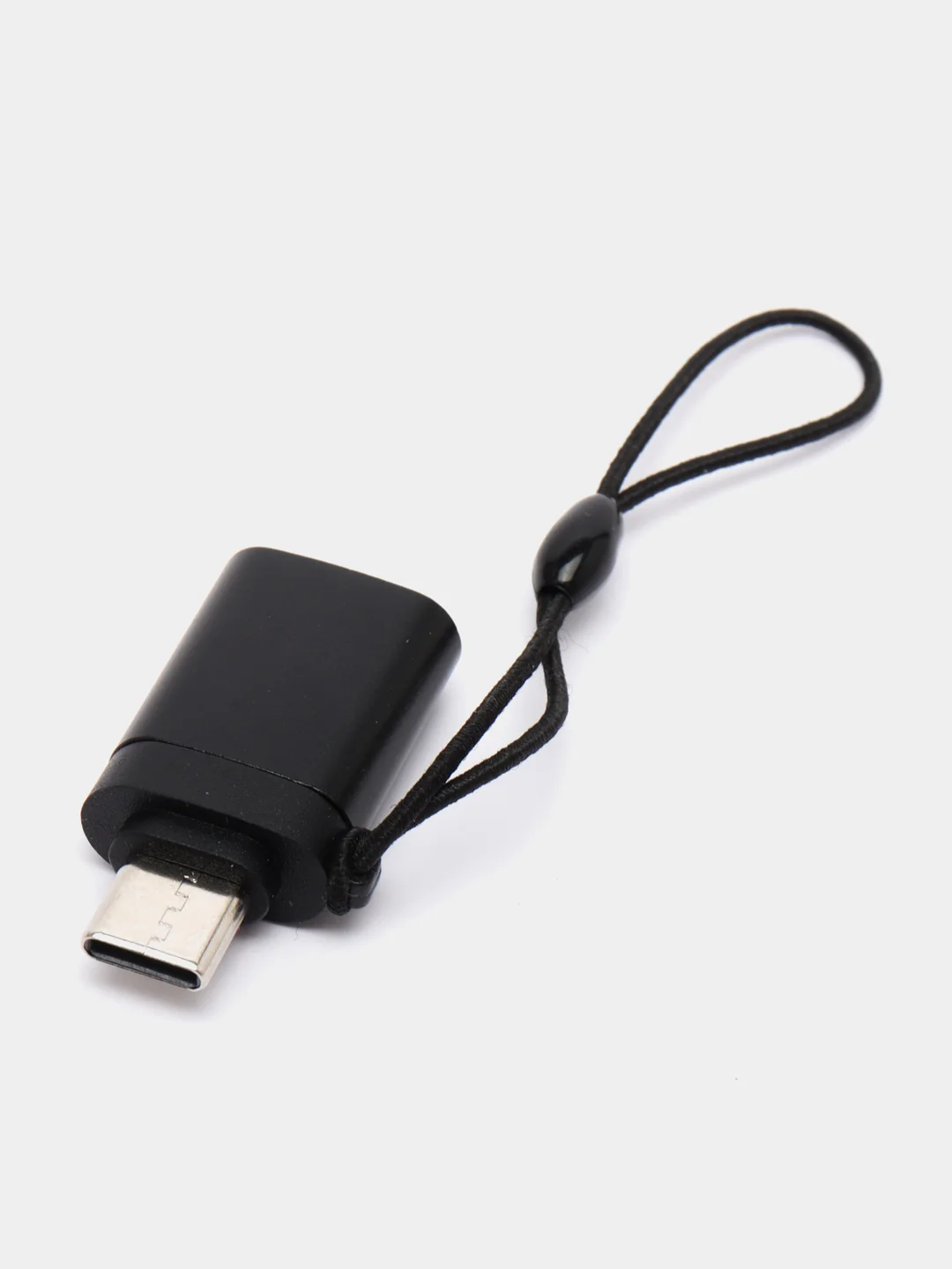 Черный адаптер-переходник с USB на type-c  для мобильных устройств и компьютеров