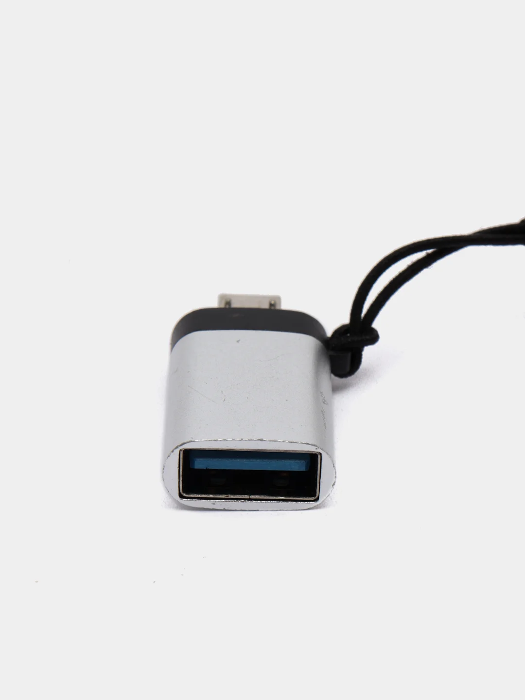 Серебряный адаптер-переходник с USB на micro-USB