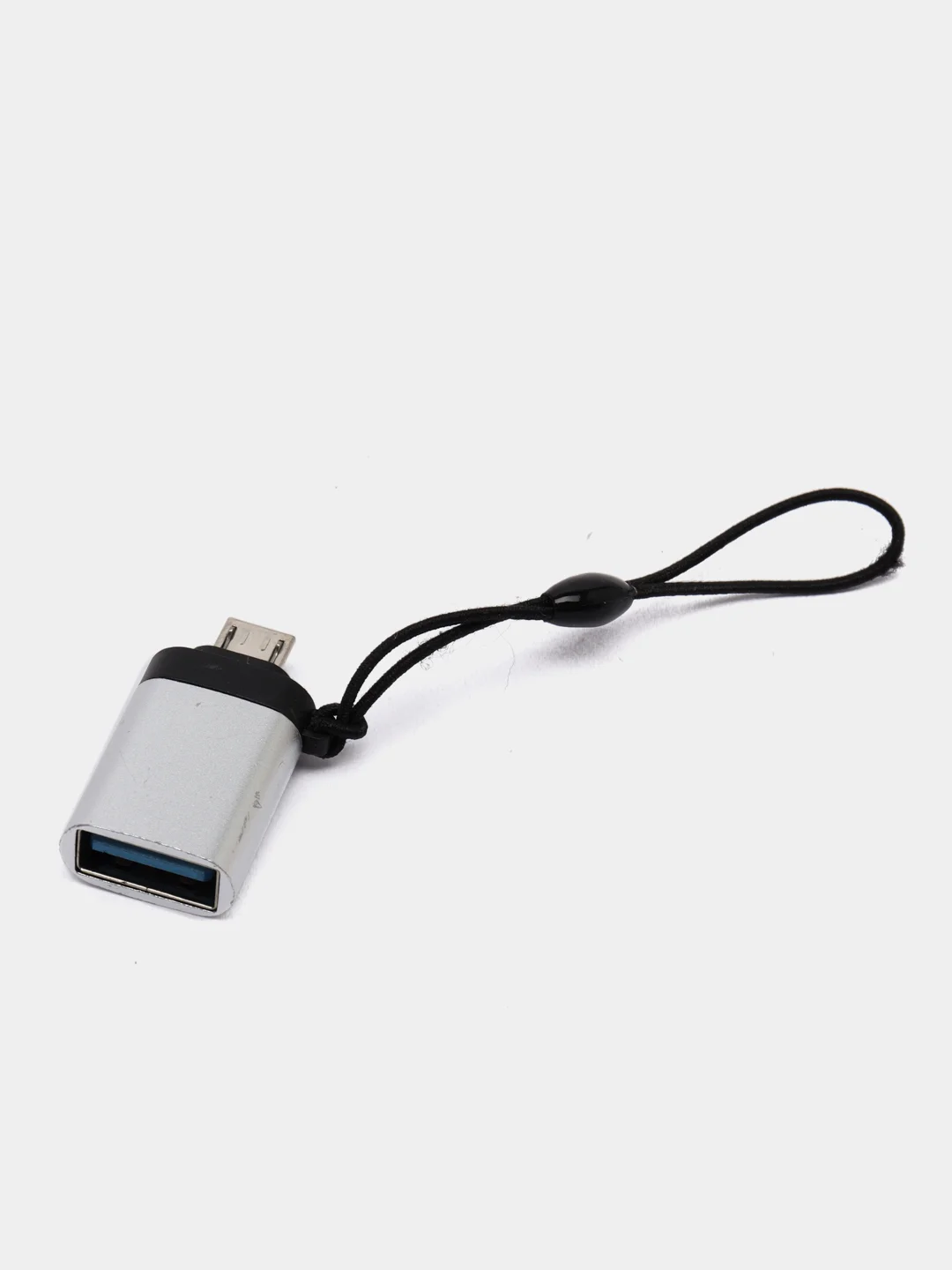 Серебряный адаптер-переходник с USB на micro-USB