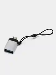 Серебряный адаптер-переходник с USB на micro-USB