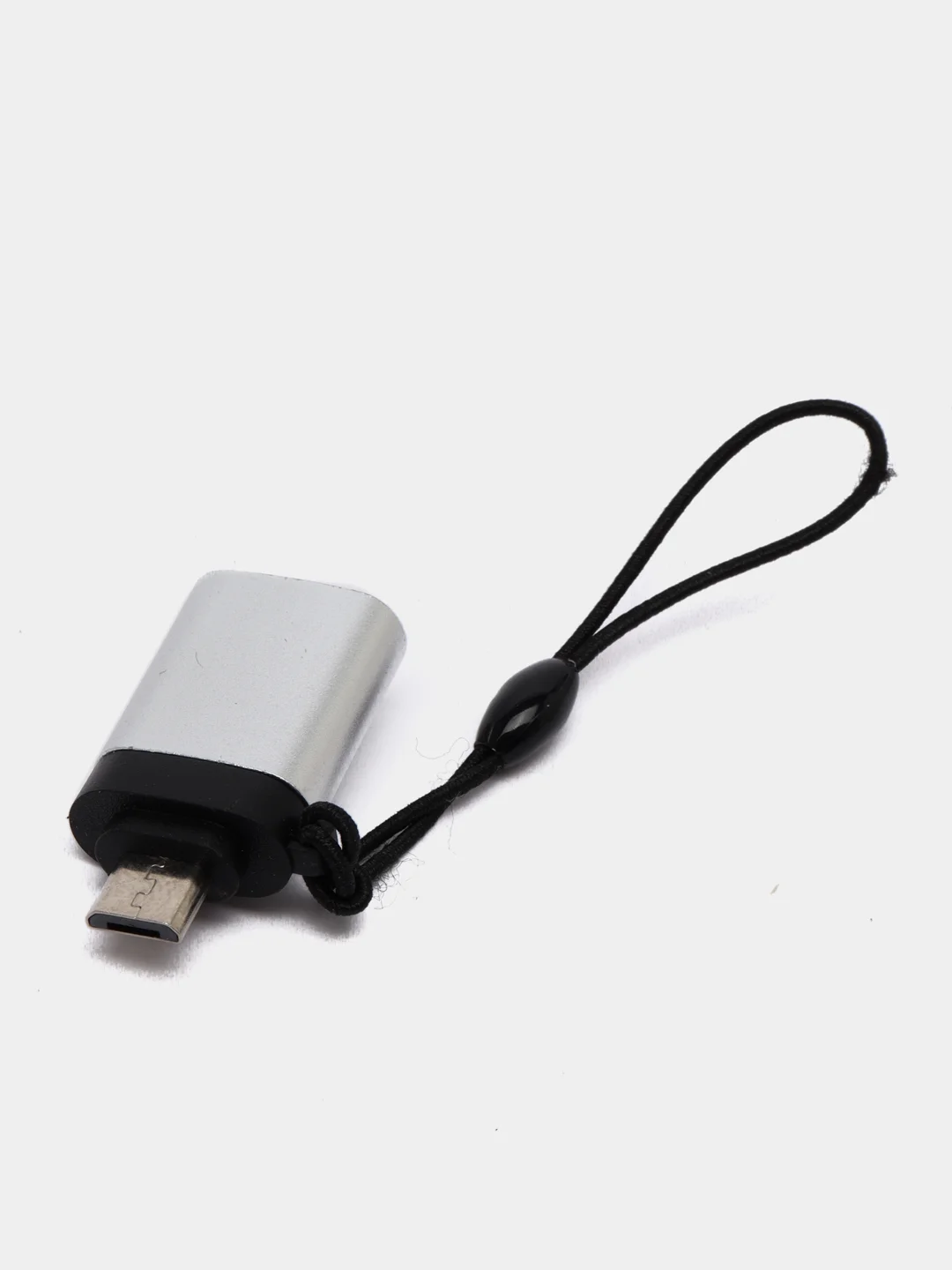 Серебряный адаптер-переходник с USB на micro-USB
