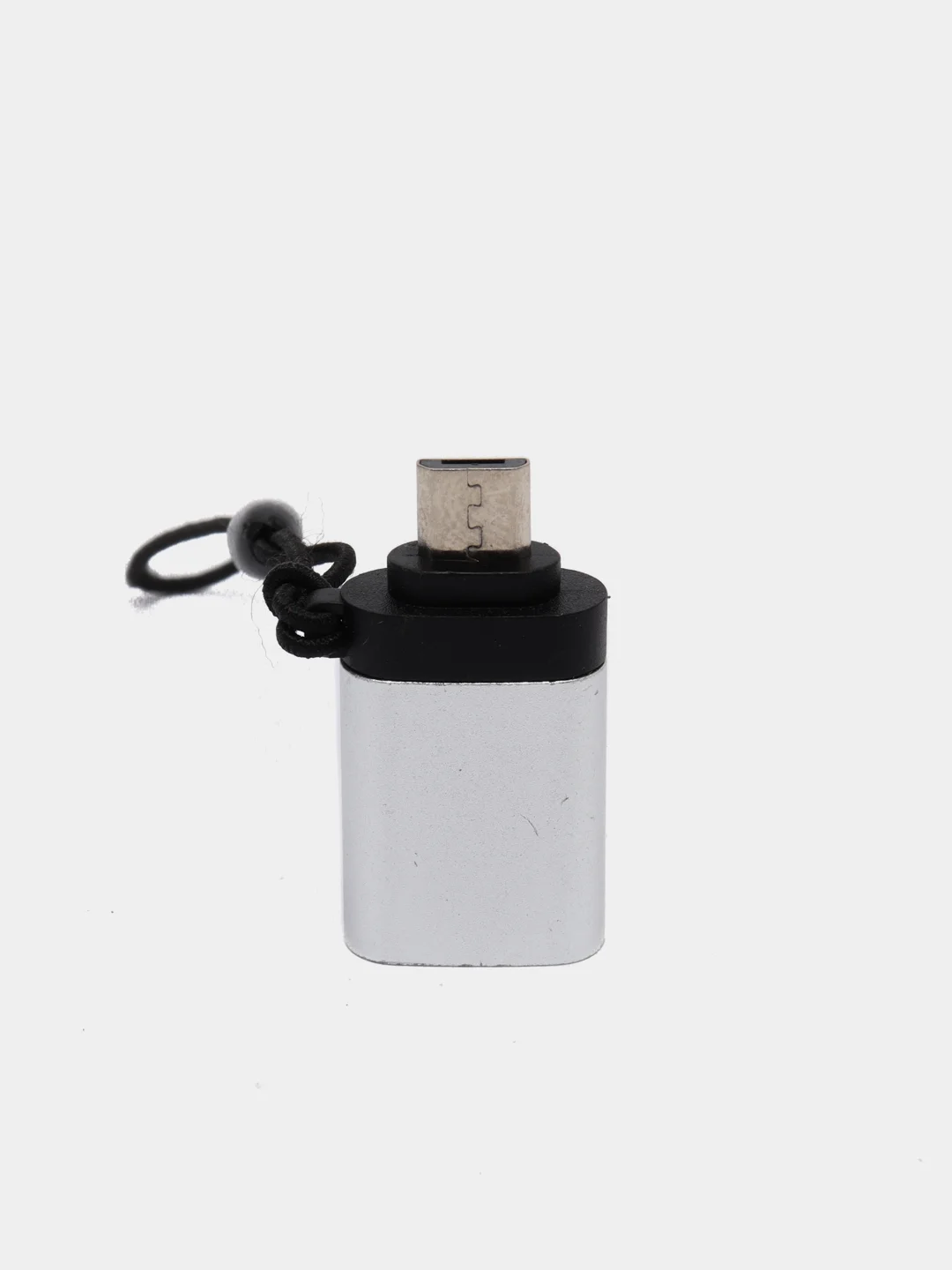 Серебряный адаптер-переходник с USB на micro-USB