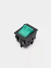 Переключатель клавишный с подсветкой 220в KCD4-301-C, 4 контакта, 25*31 мм, зеленый