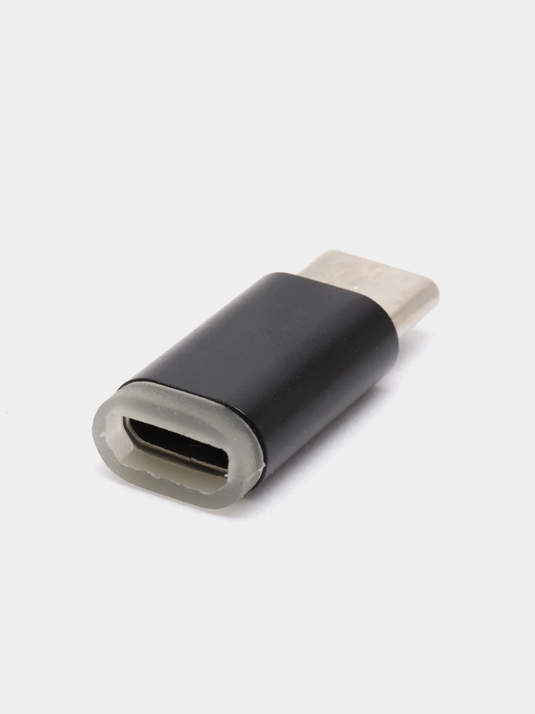 Черный адаптер-переходник с micro-USB (мама) на Type-C (папа)