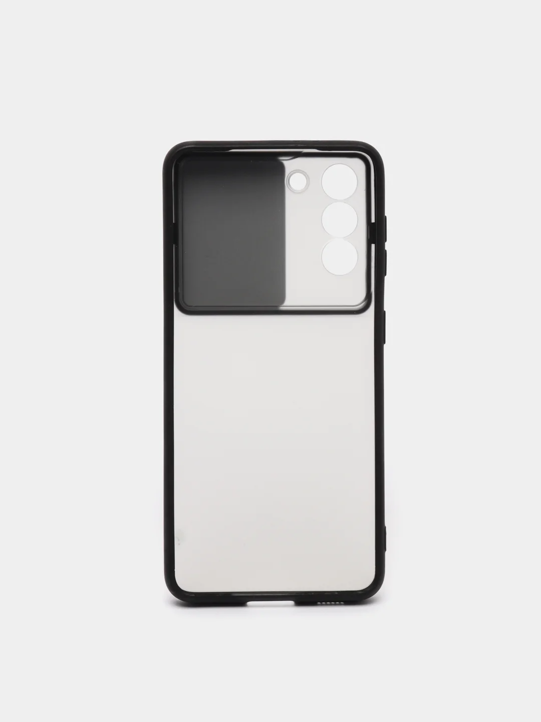 Чехол Samsung Galaxy S21, черный, защита камеры, прозрачный, матовый