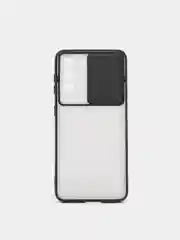 Чехол Samsung Galaxy S21, черный, защита камеры, прозрачный, матовый