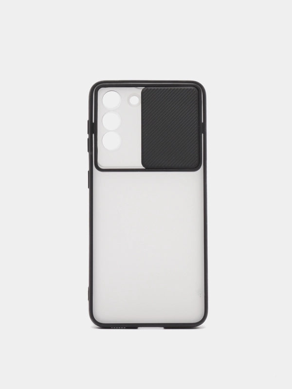 Чехол Samsung Galaxy S21, черный, защита камеры, прозрачный, матовый