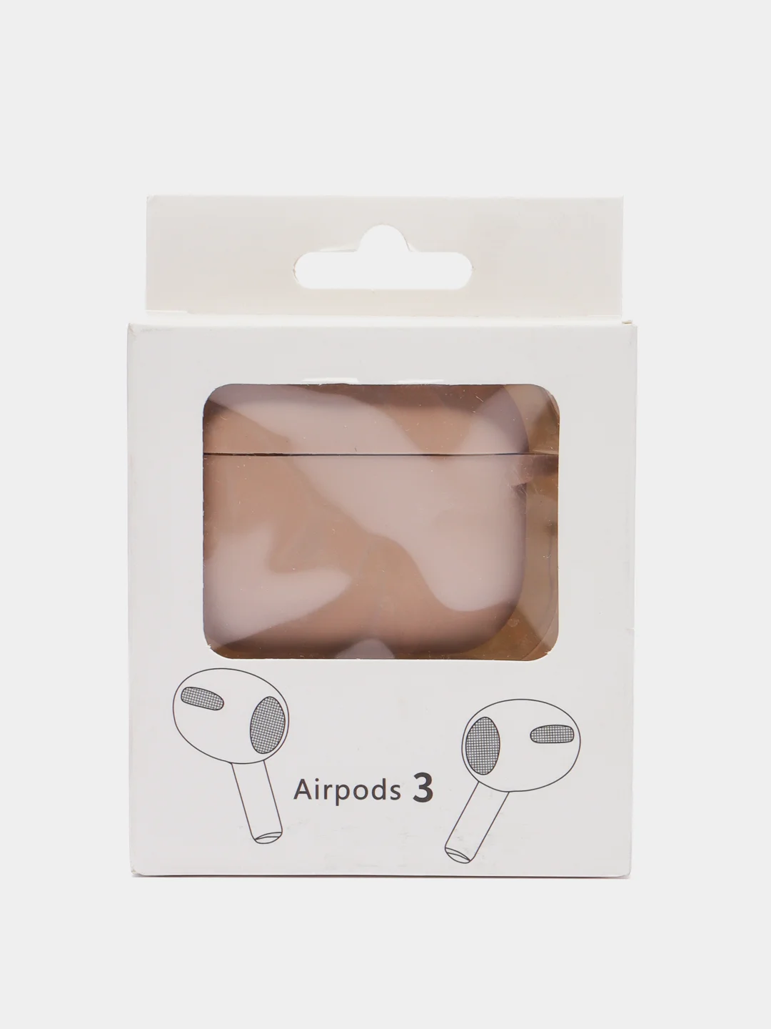 Бежевый меланж чехол для наушников AirPods 3 силиконовый с карабином и защитой разъема