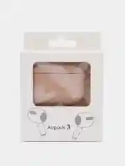 Бежевый меланж чехол для наушников AirPods 3 силиконовый с карабином и защитой разъема