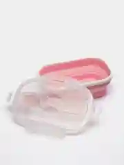 Розовый ланч бокс складной силиконовый