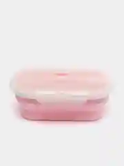 Розовый ланч бокс складной силиконовый